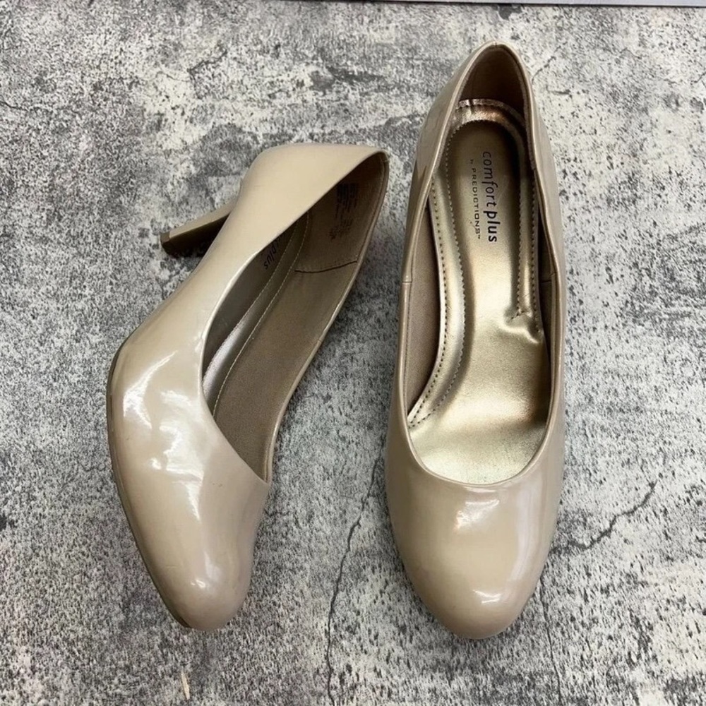 comfort plus by Predictions Nude Patent Mid-Heel Pumps